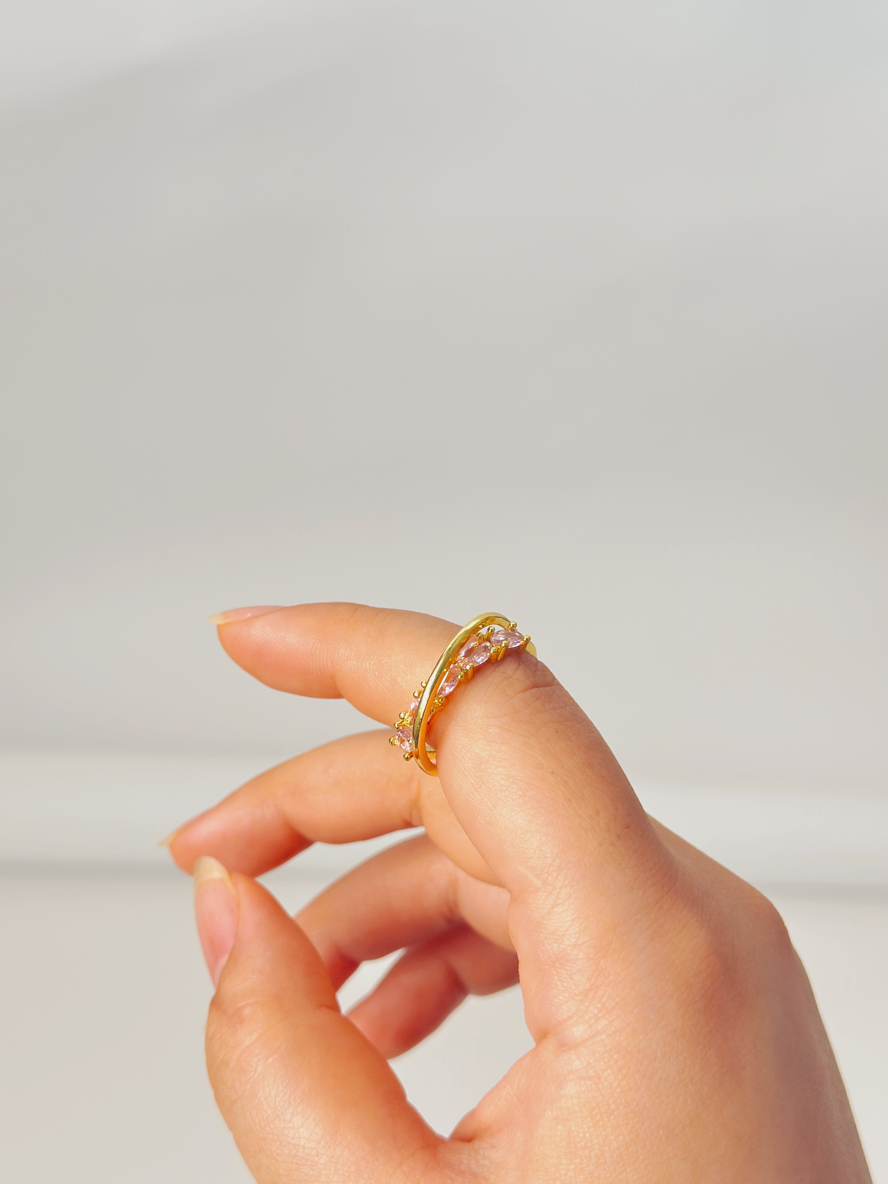 Pink Zircon Open Ring