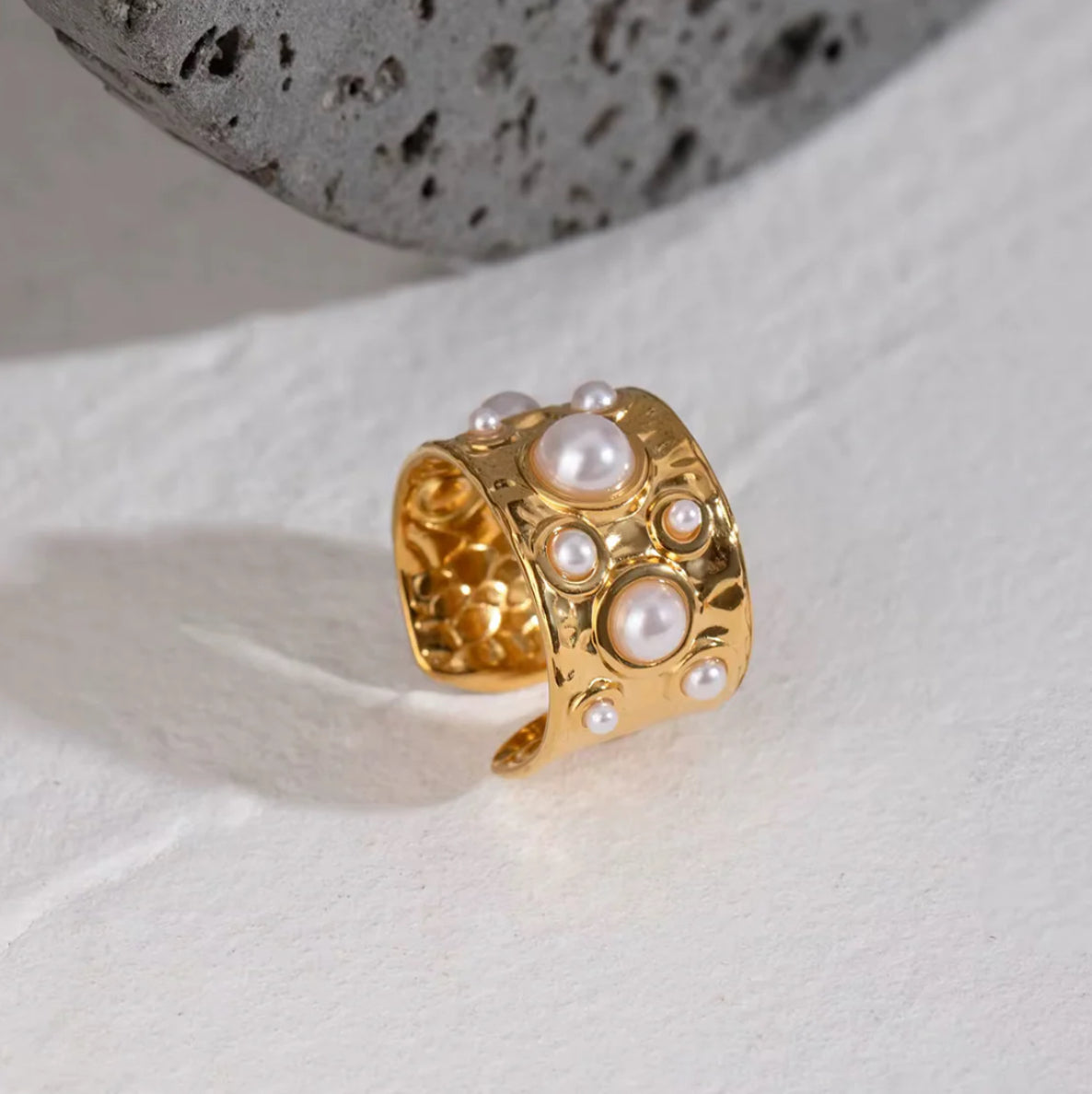 Pearl Bead Open Ring