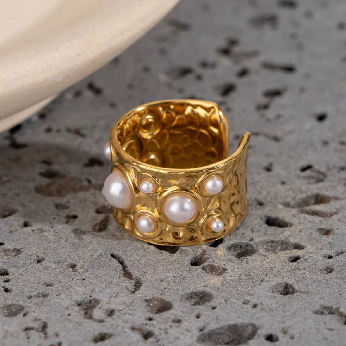 Pearl Bead Open Ring