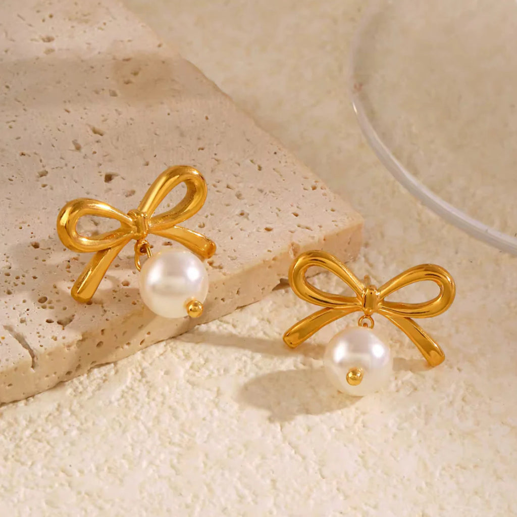 Butterfly Bow Pearl earrings