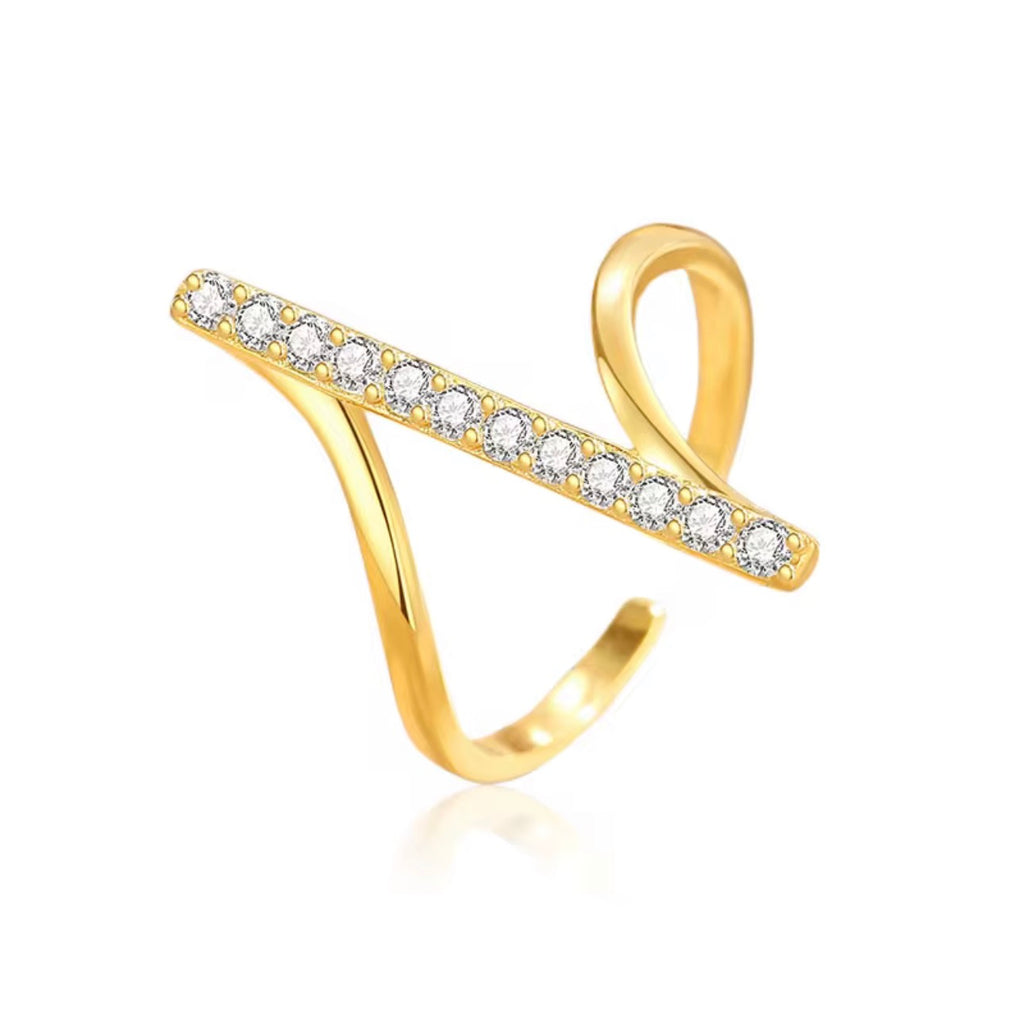 Geometric Zircon Wave Ring