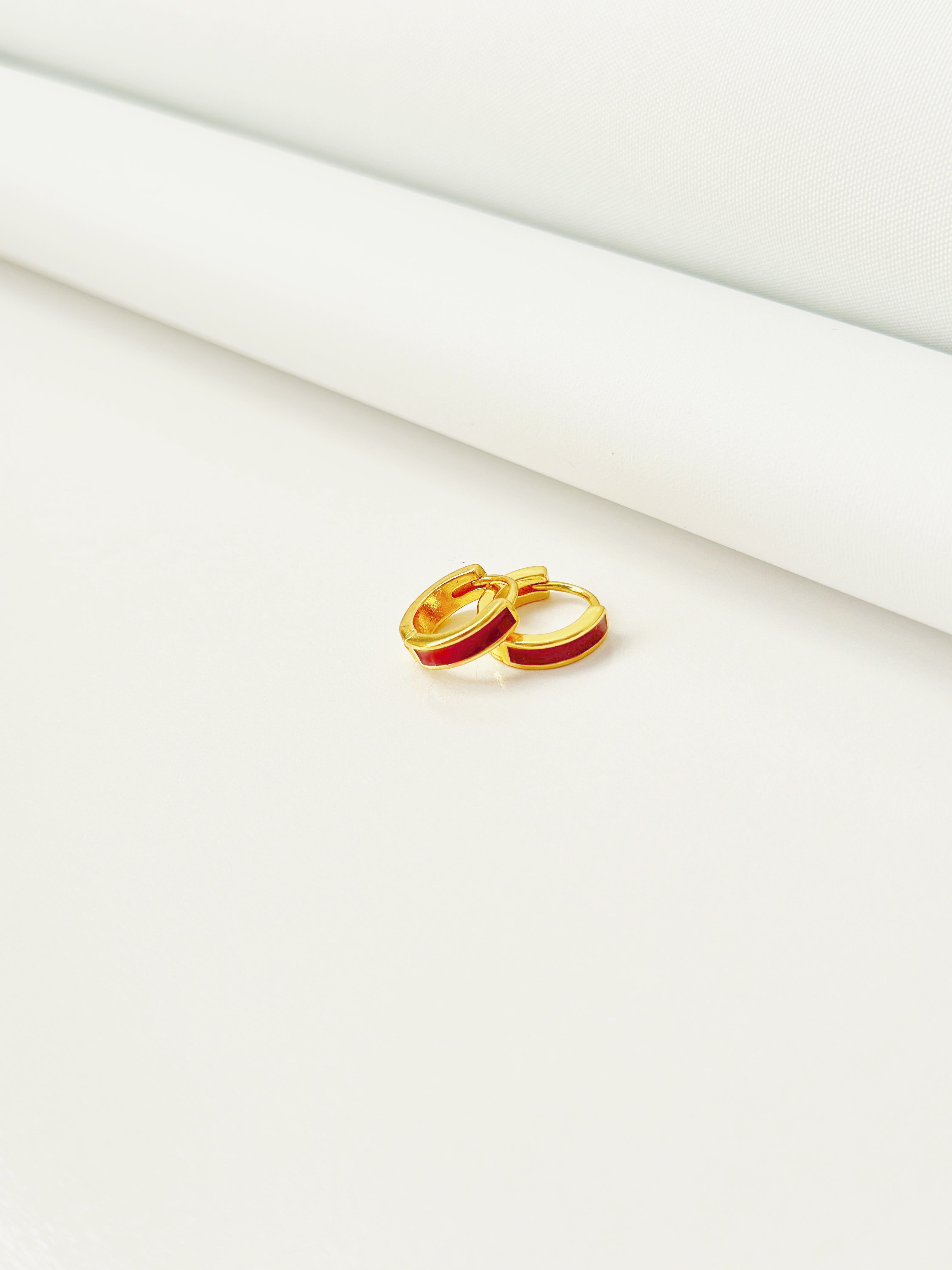 Ruby Enamel Mini Hoops