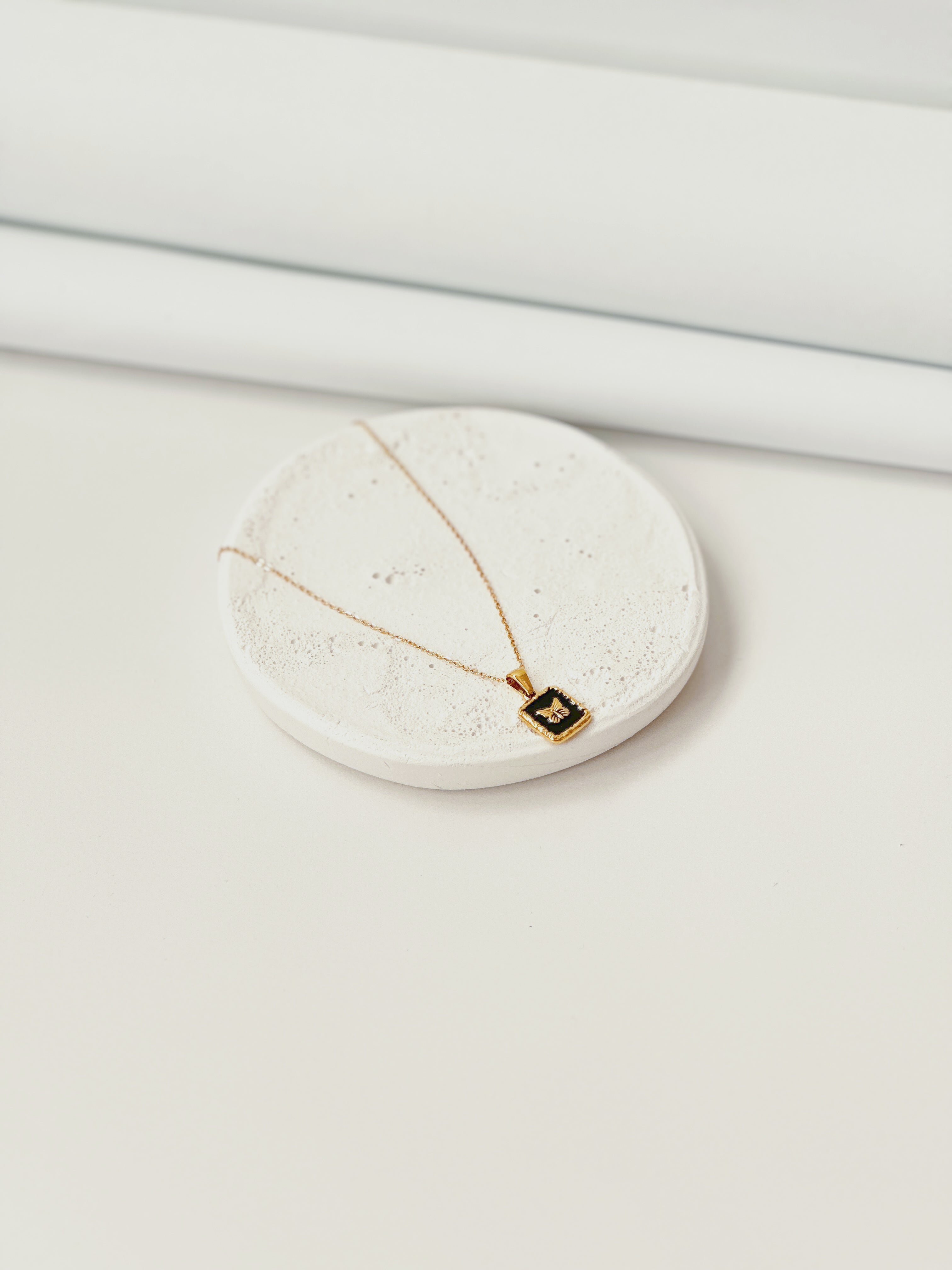 Black Enamel Bee Necklace