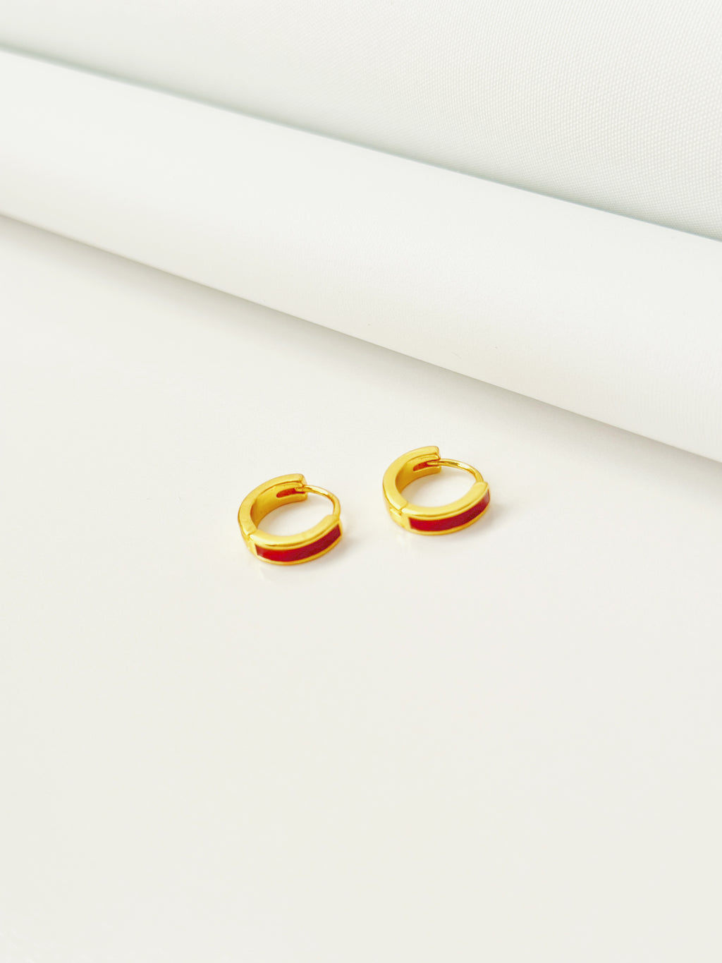 Ruby Enamel Mini Hoops