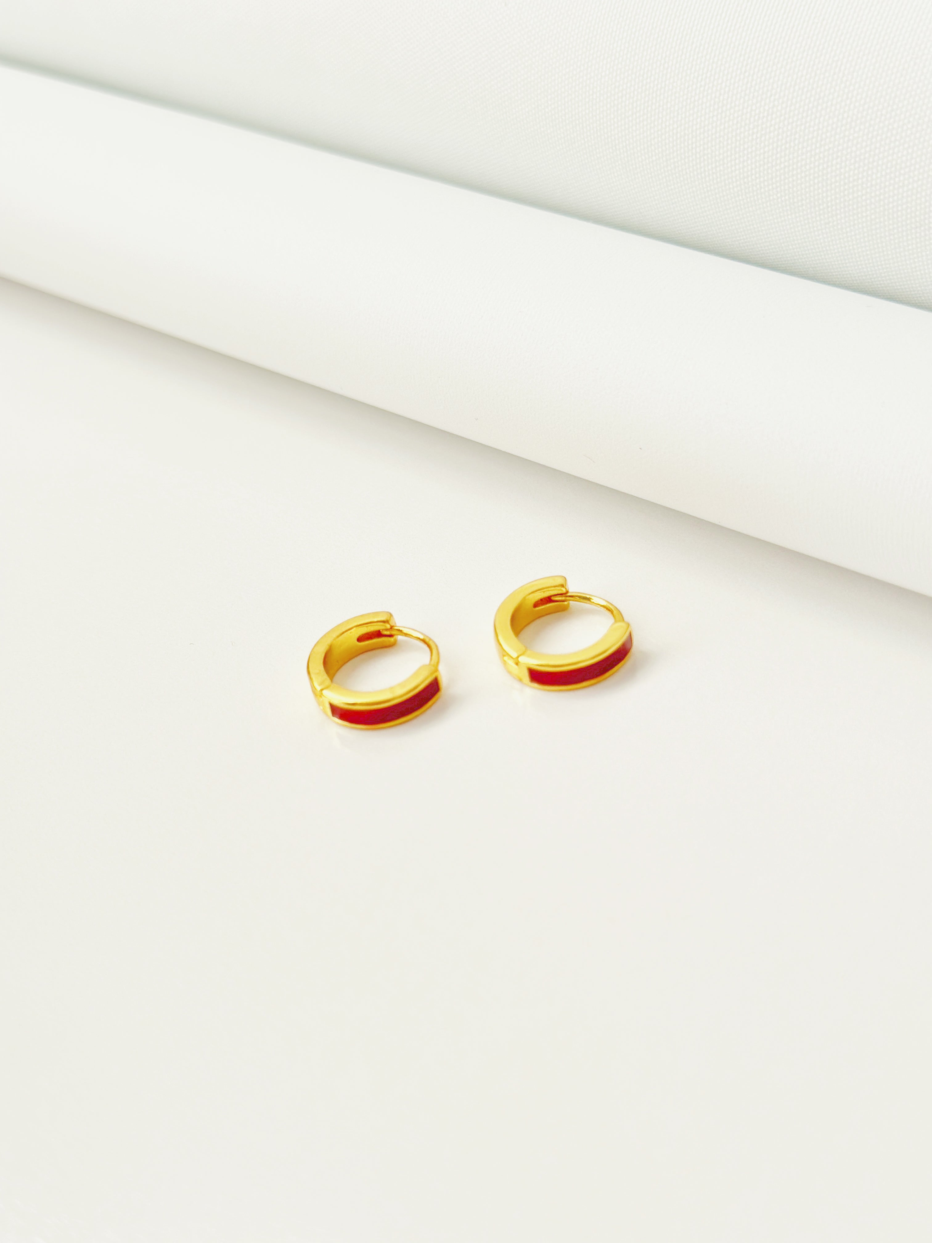 Ruby Enamel Mini Hoops